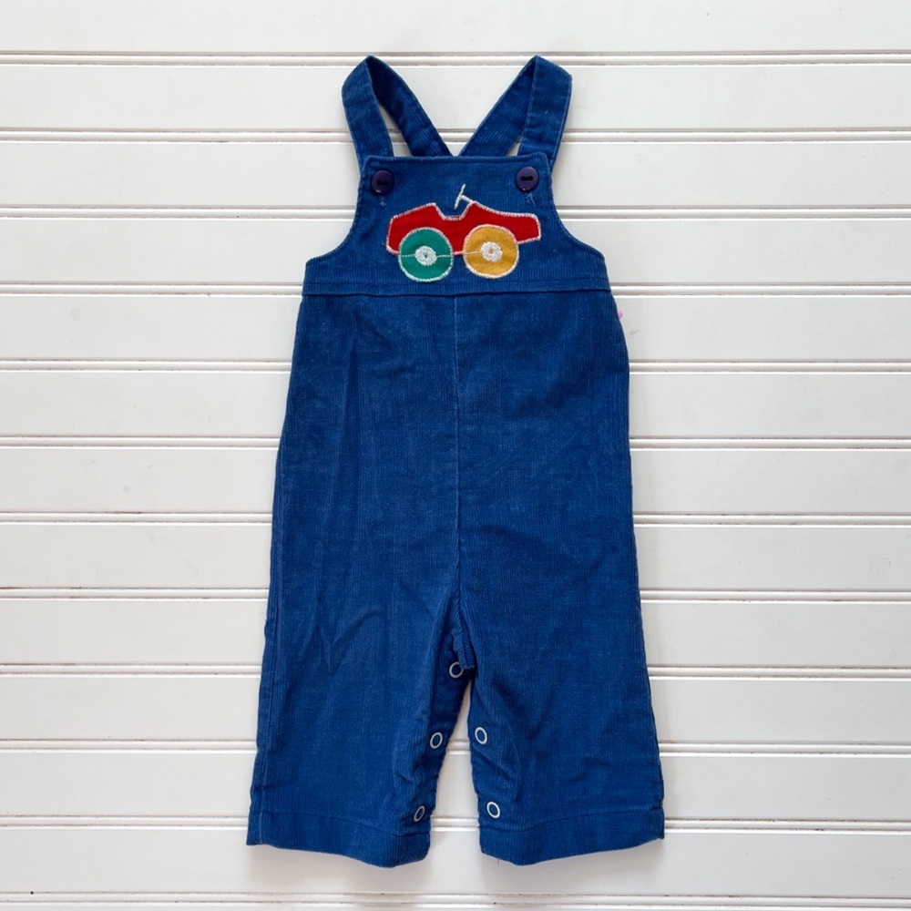 VINTAGE 70s 80s HEALTHTEX Primary Colors Corduroy Race Car Appliqué Overalls